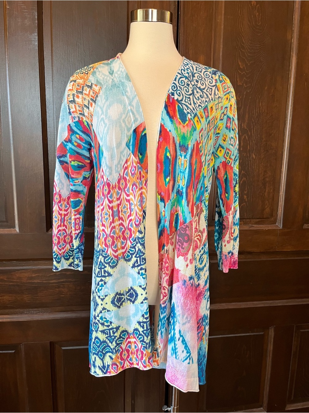 Chicos 1 Multicolor Open Cardigan Jacket Topper Cotton Blend NWOT Size M
